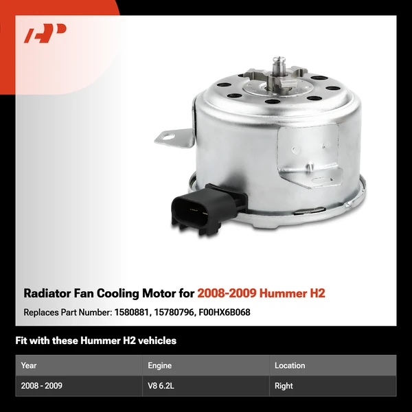 Radiator Fan Cooling Motor for 2008-2009 Hummer H2
