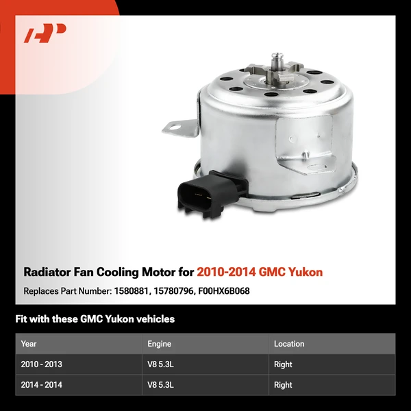 Radiator Fan Cooling Motor for 2010-2014 GMC Yukon