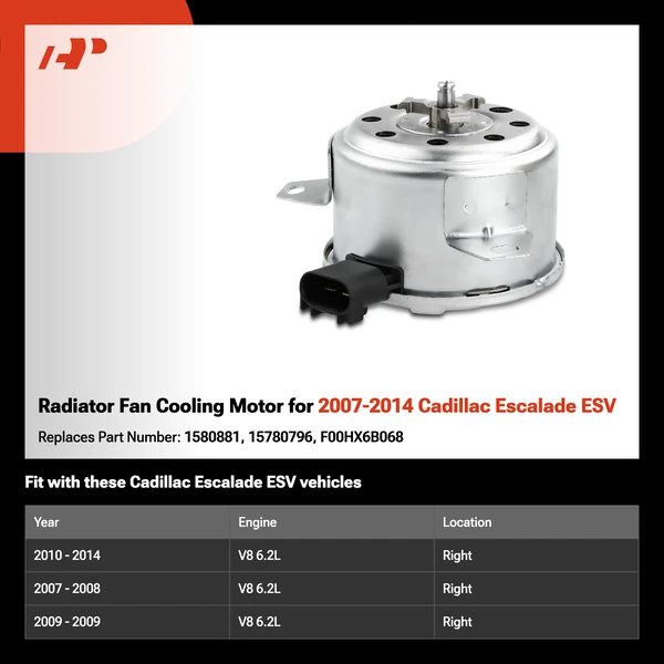 Radiator Fan Cooling Motor for 2007-2014 Cadillac Escalade ESV