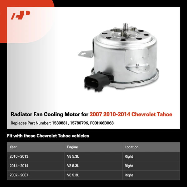Radiator Fan Cooling Motor for 2007 2010-2014 Chevrolet Tahoe