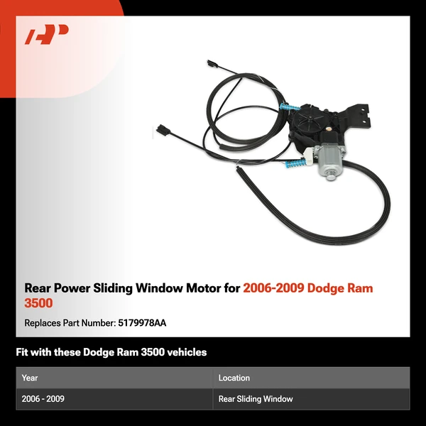 Rear Power Sliding Window Motor for 2006-2009 Dodge Ram 3500