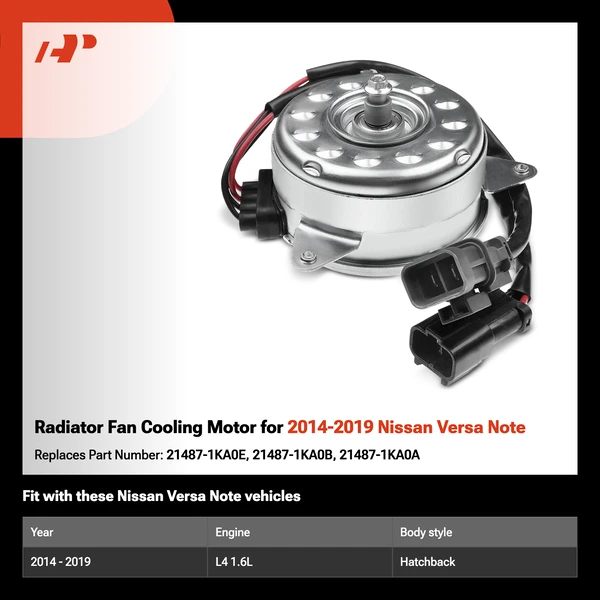 Radiator Fan Cooling Motor for 2014-2019 Nissan Versa Note