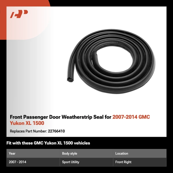 Front Passenger Door Weatherstrip Seal for 2007-2014 GMC Yukon XL 1500