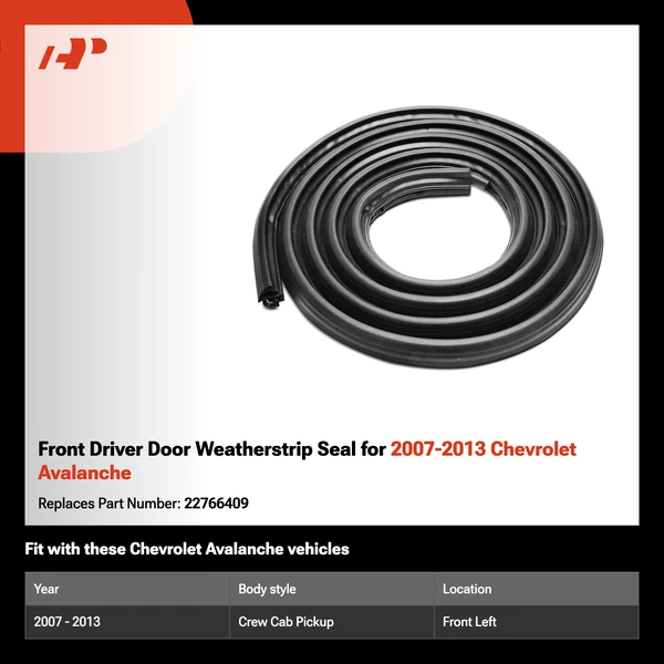 Front Driver Door Weatherstrip Seal for 2007-2013 Chevrolet Avalanche