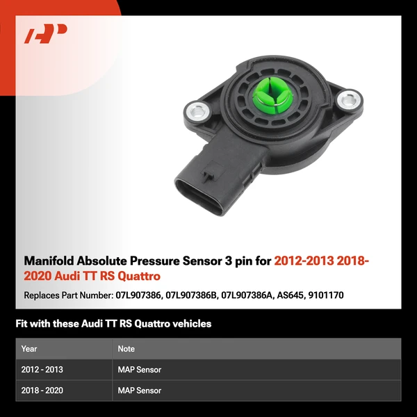 Manifold Absolute Pressure Sensor 3 pin for 2012-2013 2018-2020 Audi TT RS Quattro