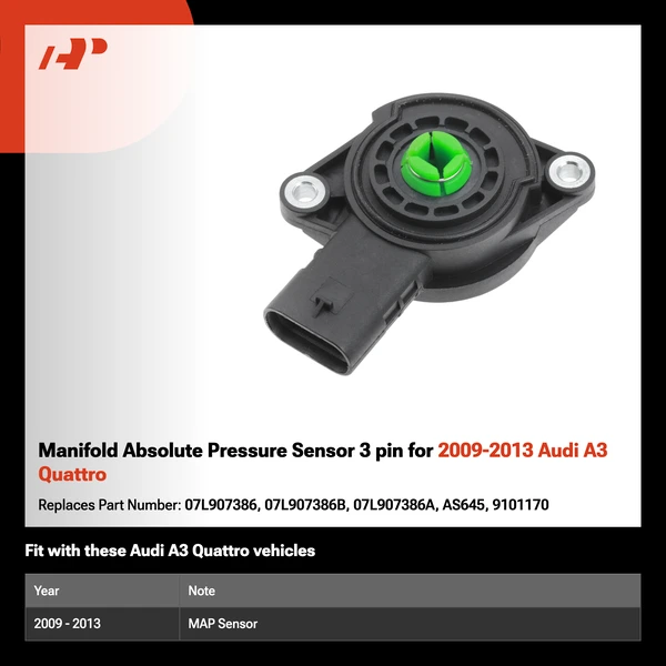Manifold Absolute Pressure Sensor 3 pin for 2009-2013 Audi A3 Quattro