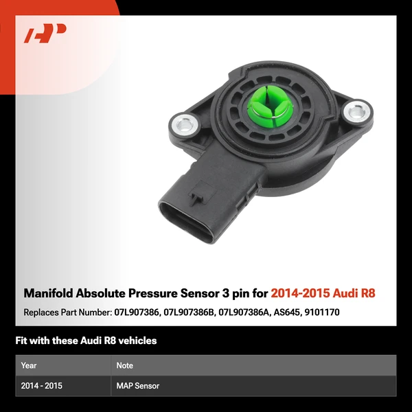 Manifold Absolute Pressure Sensor 3 pin for 2014-2015 Audi R8