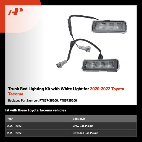 Trunk Bed Lighting Kit with White Light for 2020-2022 Toyota Tacoma
