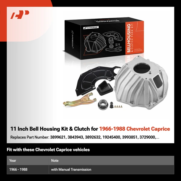 11 Inch Bell Housing Kit & Clutch for 1966-1988 Chevrolet Caprice