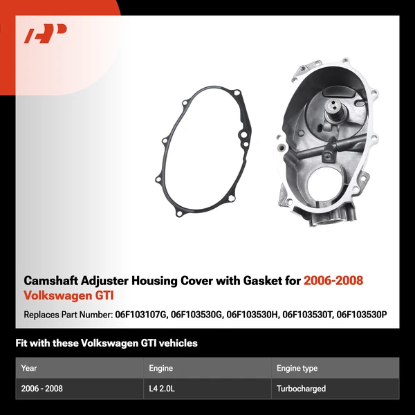 Camshaft Adjuster Housing Cover with Gasket for 2006-2008 Volkswagen GTI