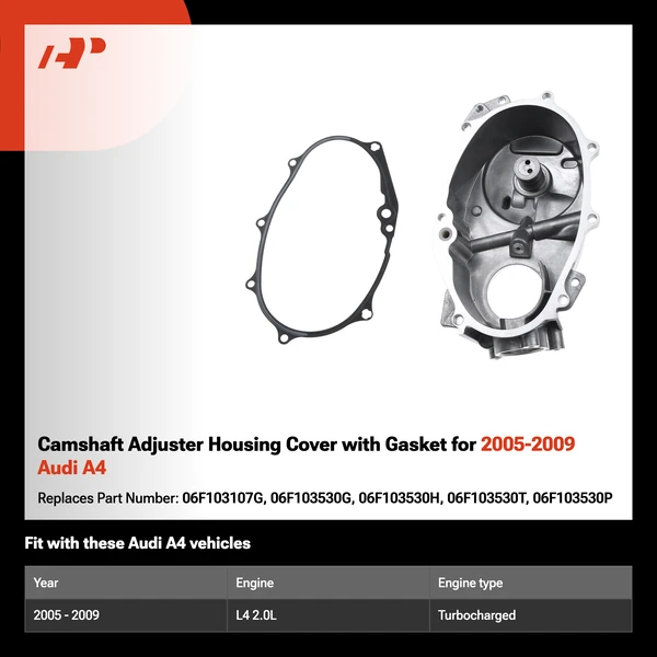 Camshaft Adjuster Housing Cover with Gasket for 2005-2009 Audi A4