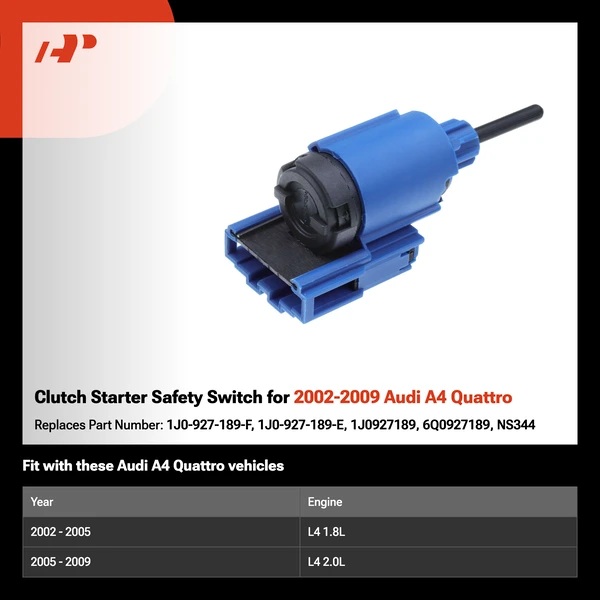 Clutch Starter Safety Switch for 2002-2009 Audi A4 Quattro