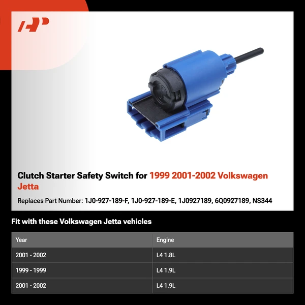 Clutch Starter Safety Switch for 1999 2001-2002 Volkswagen Jetta