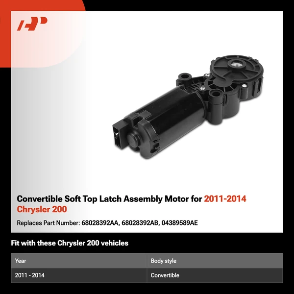 Convertible Soft Top Latch Assembly Motor for 2011-2014 Chrysler 200