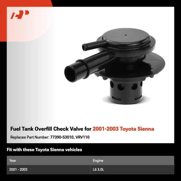 Fuel Tank Overfill Check Valve for 2001-2003 Toyota Sienna