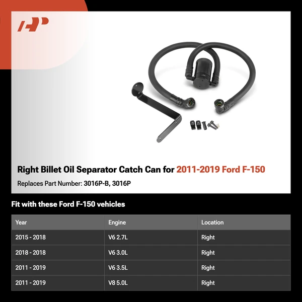 Right Billet Oil Separator Catch Can for 2011-2019 Ford F-150