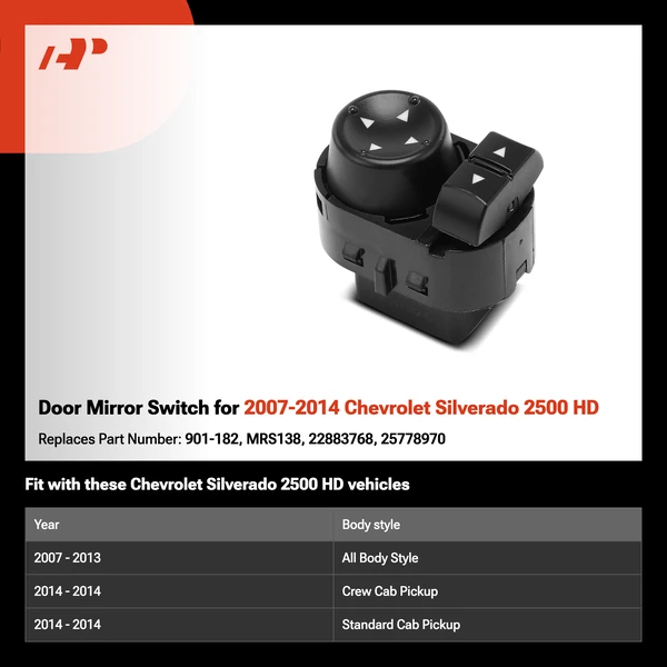 Door Mirror Switch for 2007-2014 Chevrolet Silverado 2500 HD