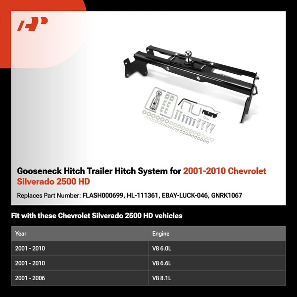 Gooseneck Hitch Trailer Hitch System for 2001-2010 Chevrolet Silverado 2500 HD