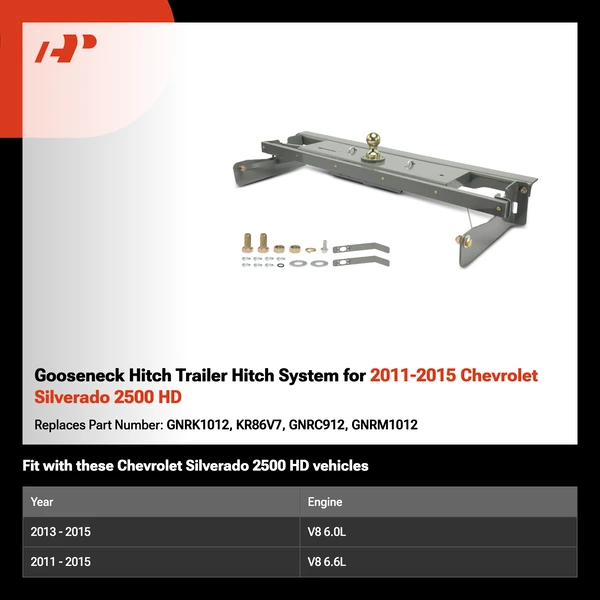 Gooseneck Hitch Trailer Hitch System for 2011-2015 Chevrolet Silverado 2500 HD