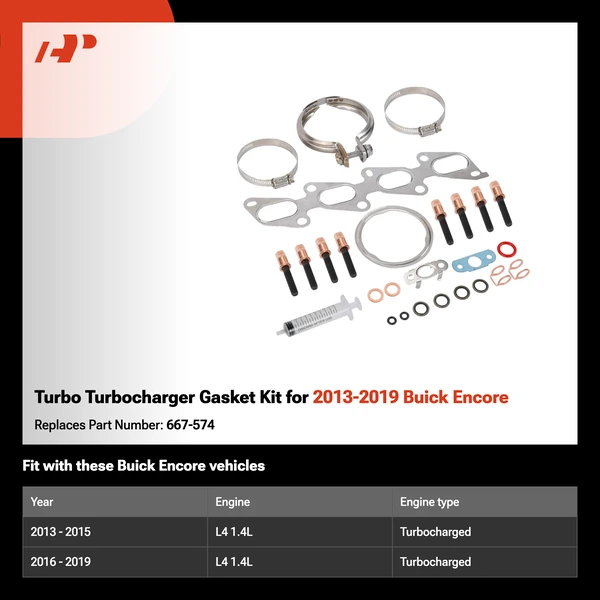 Turbo Turbocharger Gasket Kit for 2013-2019 Buick Encore