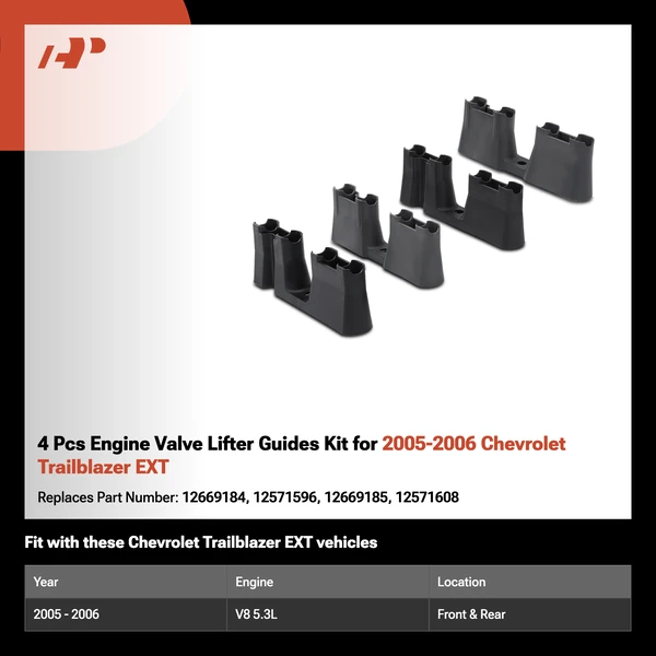4 Pcs Engine Valve Lifter Guides Kit for 2005-2006 Chevrolet Trailblazer EXT