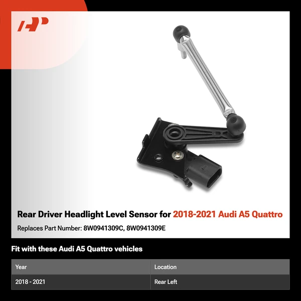 Rear Driver Headlight Level Sensor for 2018-2021 Audi A5 Quattro