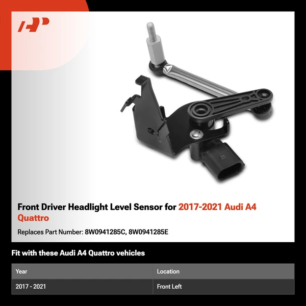 Front Driver Headlight Level Sensor for 2017-2021 Audi A4 Quattro