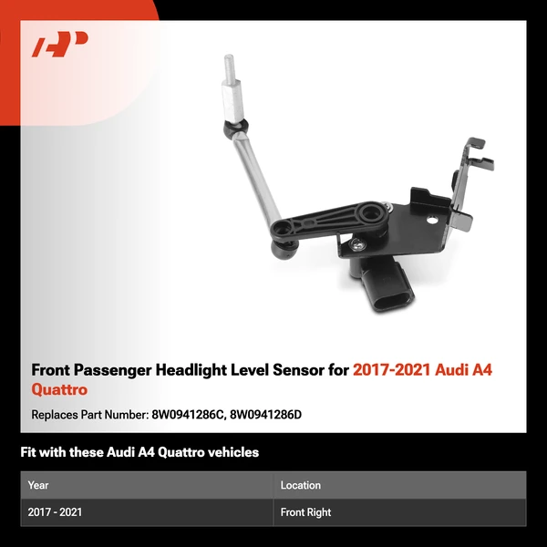 Front Passenger Headlight Level Sensor for 2017-2021 Audi A4 Quattro