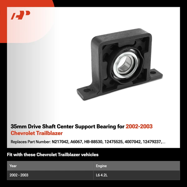 35mm Drive Shaft Center Support Bearing for 2002-2003 Chevrolet Trailblazer