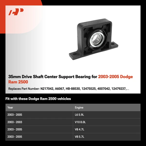 35mm Drive Shaft Center Support Bearing for 2003-2005 Dodge Ram 2500