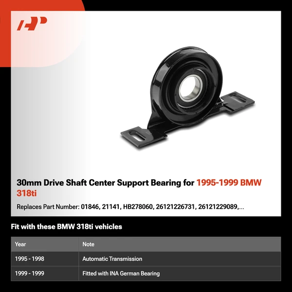 30mm Drive Shaft Center Support Bearing for 1995-1999 BMW 318ti