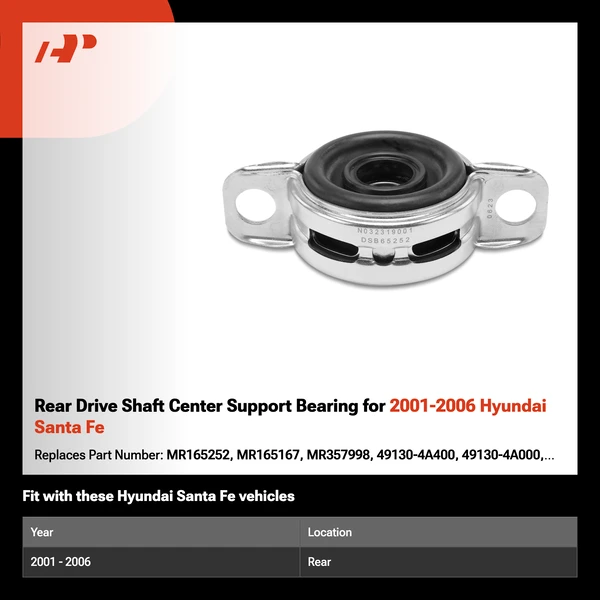 Rear Drive Shaft Center Support Bearing for 2001-2006 Hyundai Santa Fe