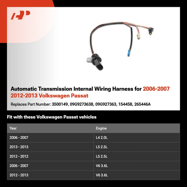 Automatic Transmission Internal Wiring Harness for 2006-2007 2012-2013 Volkswagen Passat