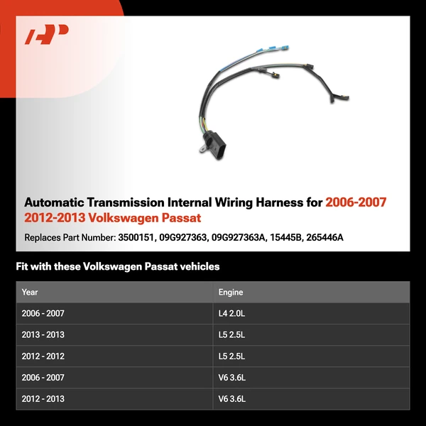 Automatic Transmission Internal Wiring Harness for 2006-2007 2012-2013 Volkswagen Passat