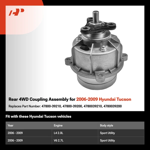 Rear 4WD Coupling Assembly for 2006-2009 Hyundai Tucson