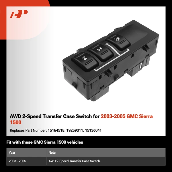 AWD 2-Speed Transfer Case Switch for 2003-2005 GMC Sierra 1500