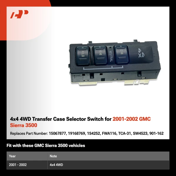 4x4 4WD Transfer Case Selector Switch for 2001-2002 GMC Sierra 3500