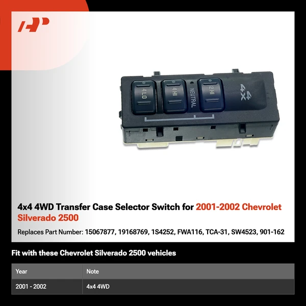 4x4 4WD Transfer Case Selector Switch for 2001-2002 Chevrolet Silverado 2500