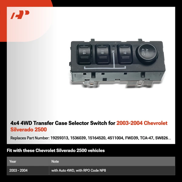 4x4 4WD Transfer Case Selector Switch for 2003-2004 Chevrolet Silverado 2500