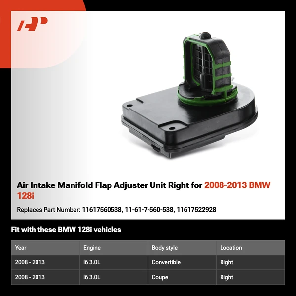 Air Intake Manifold Flap Adjuster Unit Right for 2008-2013 BMW 128i