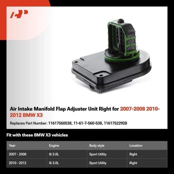 Air Intake Manifold Flap Adjuster Unit Right for 2007-2008 2010-2012 BMW X3