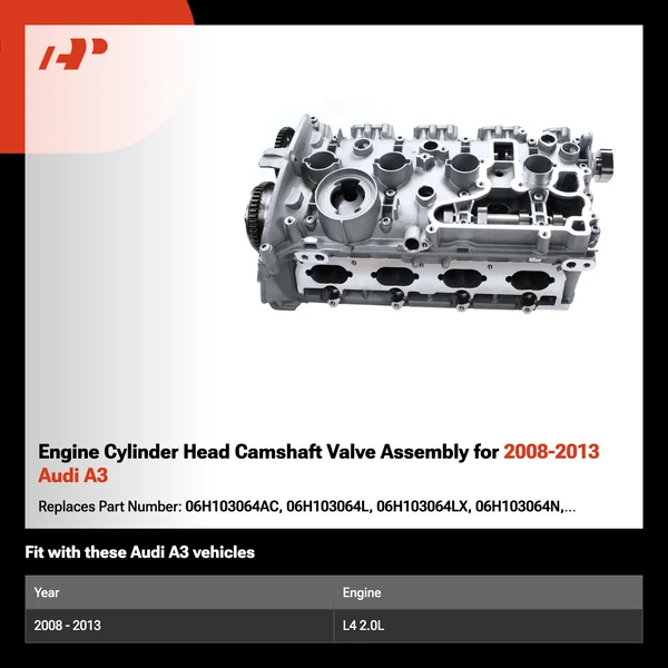 Engine Cylinder Head Camshaft Valve Assembly for 2008-2013 Audi A3