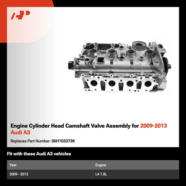 Engine Cylinder Head Camshaft  Valve Assembly for 2009-2013 Audi A3