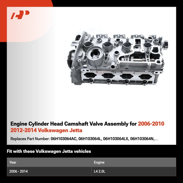 Engine Cylinder Head Camshaft Valve Assembly for 2006-2010 2012-2014 Volkswagen Jetta