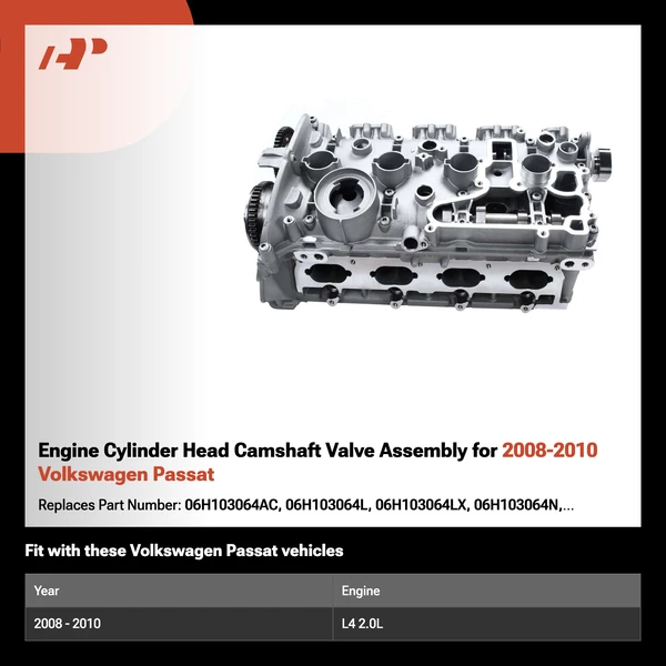 Engine Cylinder Head Camshaft Valve Assembly for 2008-2010 Volkswagen Passat