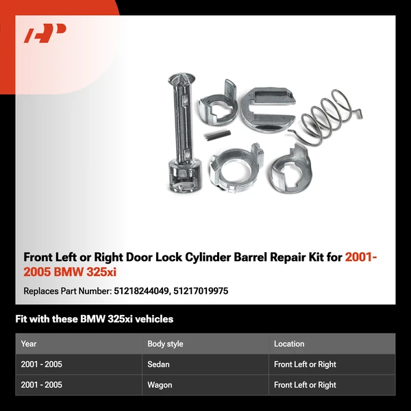 Front Left or Right Door Lock Cylinder Barrel Repair Kit for 2001-2005 BMW 325xi