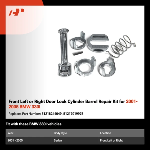 Front Left or Right Door Lock Cylinder Barrel Repair Kit for 2001-2005 BMW 330i