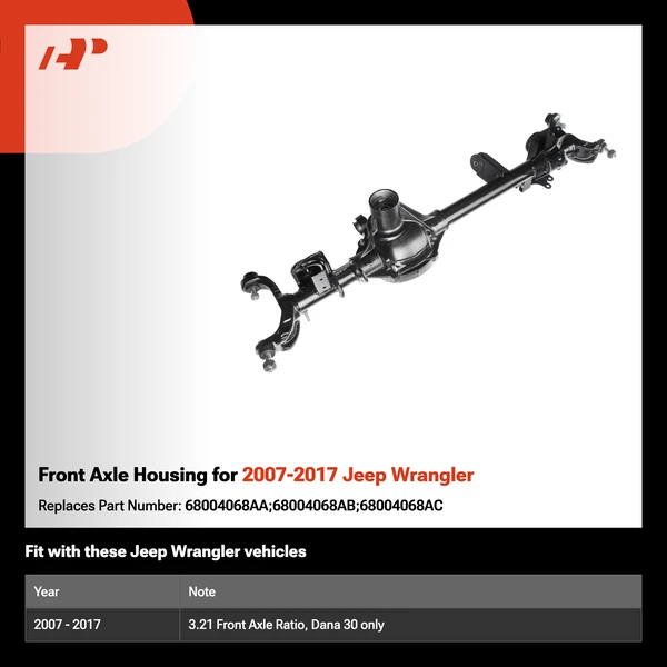 Front Axle Housing for 2007-2017 Jeep Wrangler