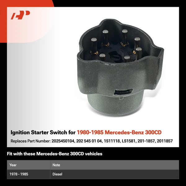 Ignition Starter Switch for 1980-1985 Mercedes-Benz 300CD