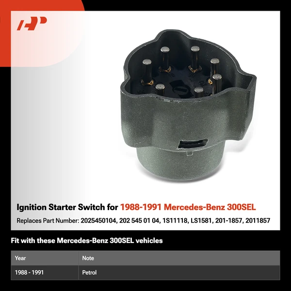 Ignition Starter Switch for 1988-1991 Mercedes-Benz 300SEL